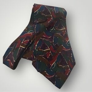Vintage Christian Dior Monsieur colorful artsy printed silk tie, USA, classic